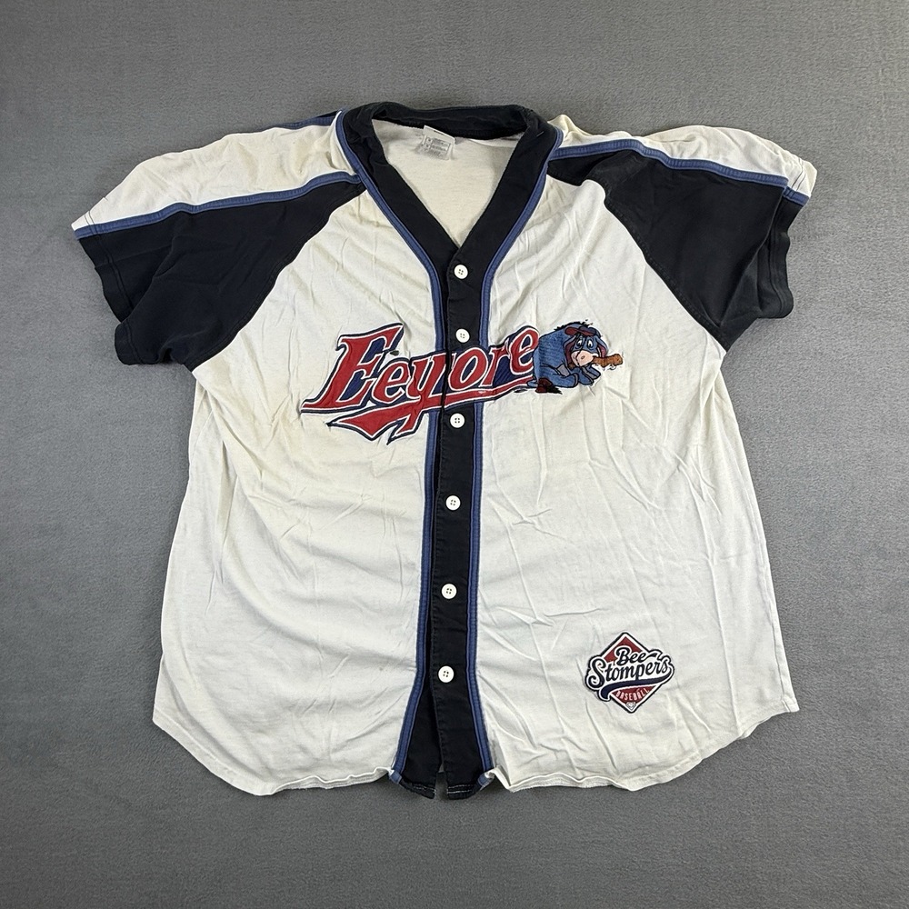 Vtg Disney Store Embroidered Baseball Jersey Men's L Eeyore Bee Stompers Thrash